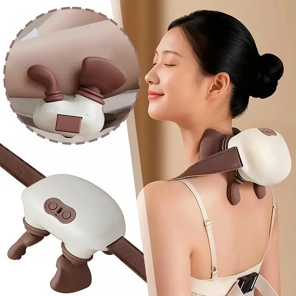 Smarti Wireless Neck Shoulder Massager Electric Kneading Heated Vibration Pillow for Cervical Back Waist Leg Muscle Pain Relief