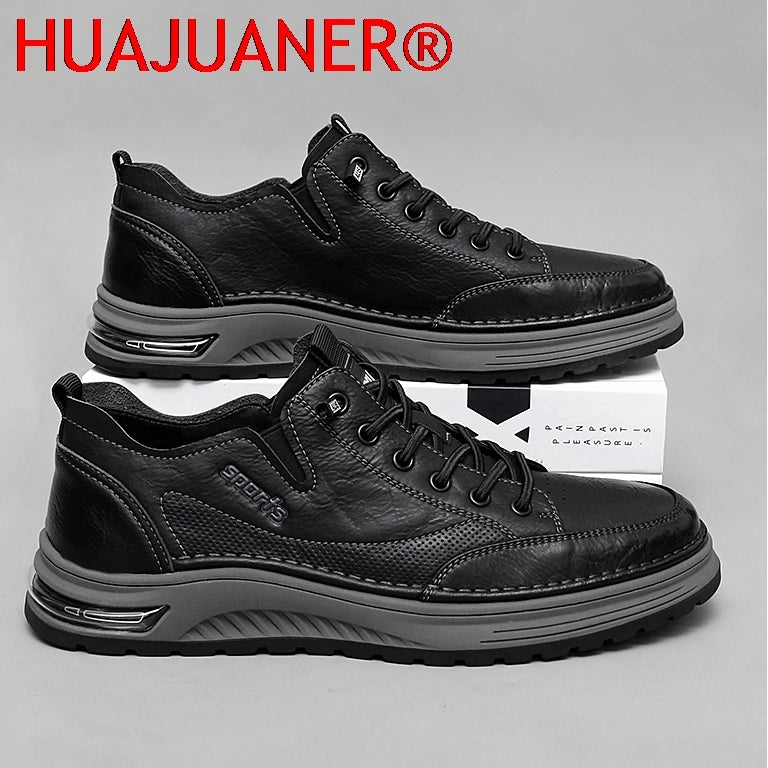 Designer Brand Men Genuine Leather Outdoor Oxford Shoe Antiskid Wear-Resistant Vulcanized Shoe Comfy Casual Lace-Up Running Shoe