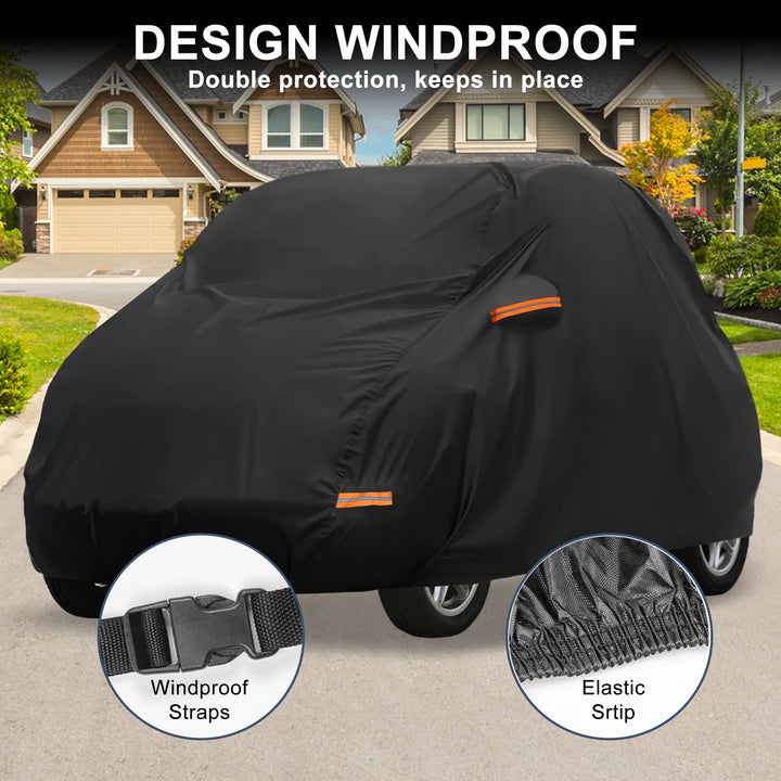 Car Cover for Smart Fortwo 2007-2022 Aluminum Film Outdoor Waterproof Sun Rain Snow Hail Protection with Driver Door Zipper