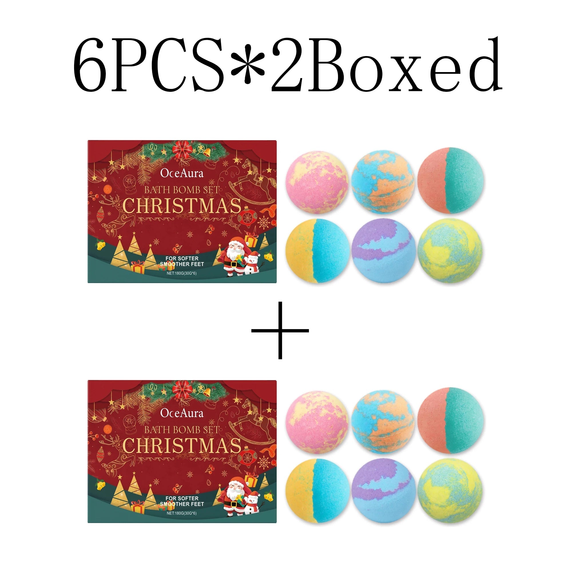 Christmas Colored Fizzy Long-Lasting Scent Bath Bomb Gift Set Gentle Cleansing and Exfoliating Handmade Moisturize Bath Bomb Halalzen