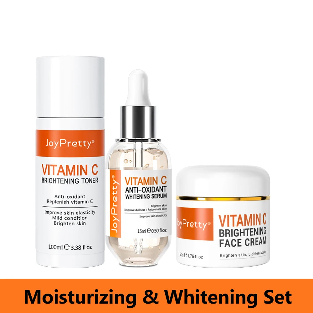 Vitamin C for Face Whitening Set Dark Spots Removal Cream Skincare Kits Eye Lightening Moisturizing Facial Serum Skin Care