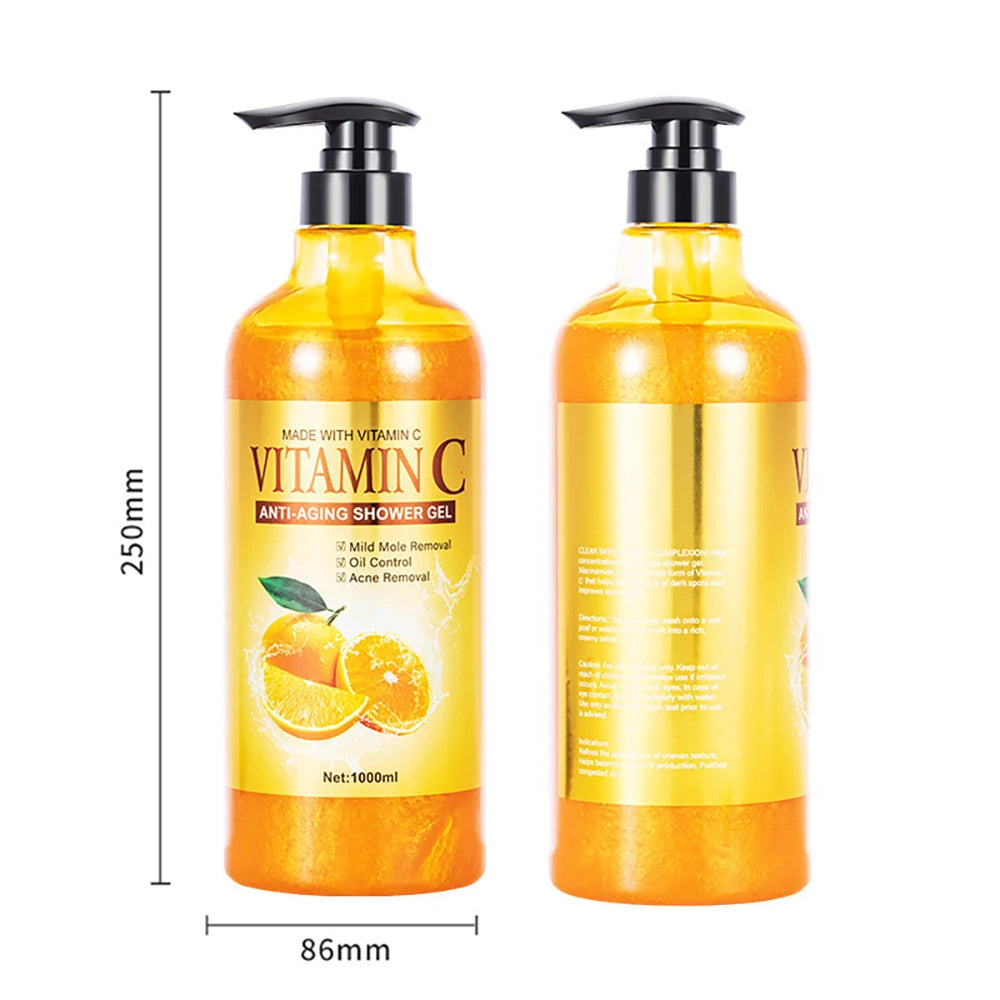 1000ml Kojic Acid Shower Gel Deep Cleansing Brighten Skin Body Wash Skin Whitening Exfoliator Body Care Moisturizing Skincare