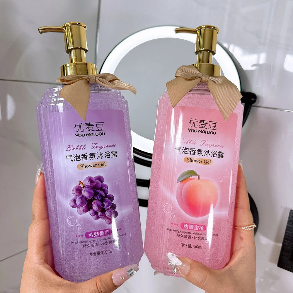 Fruit Flavored Bubble Fragrance Shower Gel Mango Skin Rejuvenation Moisturizing Body Bath Wash Oil Control Peach Long Lasting Halalzen