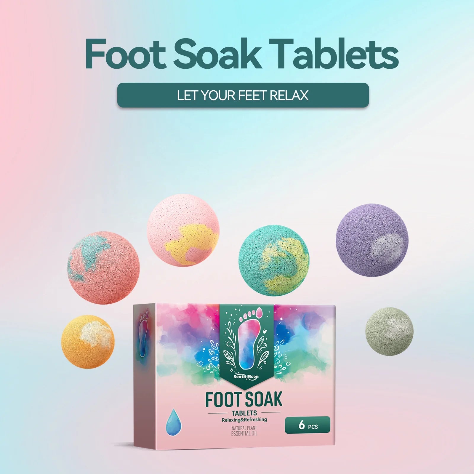 South Moon Foot Soak Tablet Relieve Fatigue Warmth Foot Soaking Promote Circulation Soften Cuticle Herbal Extract Feet Bath Ball Halalzen