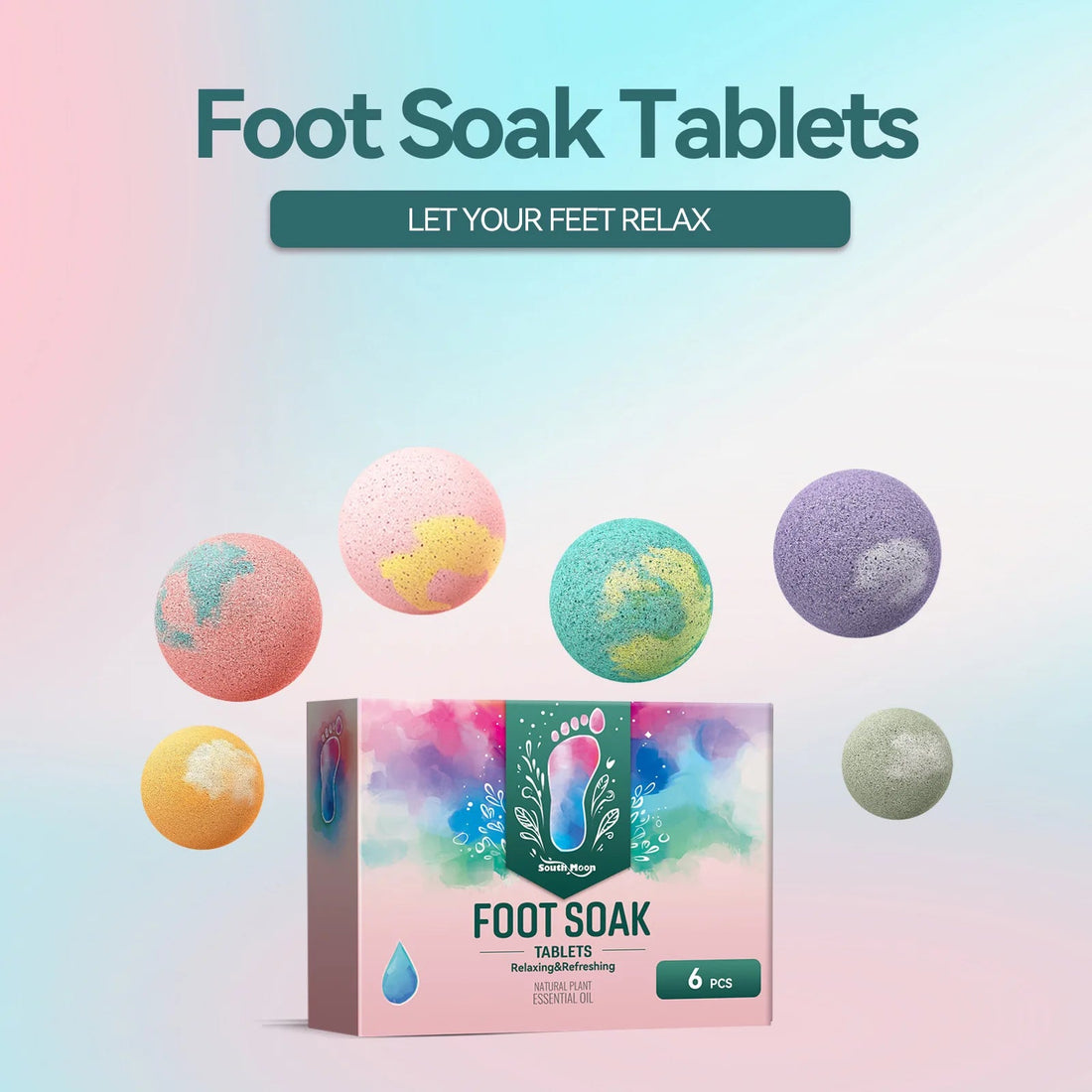 South Moon Foot Soak Tablet Relieve Fatigue Warmth Foot Soaking Promote Circulation Soften Cuticle Herbal Extract Feet Bath Ball Halalzen