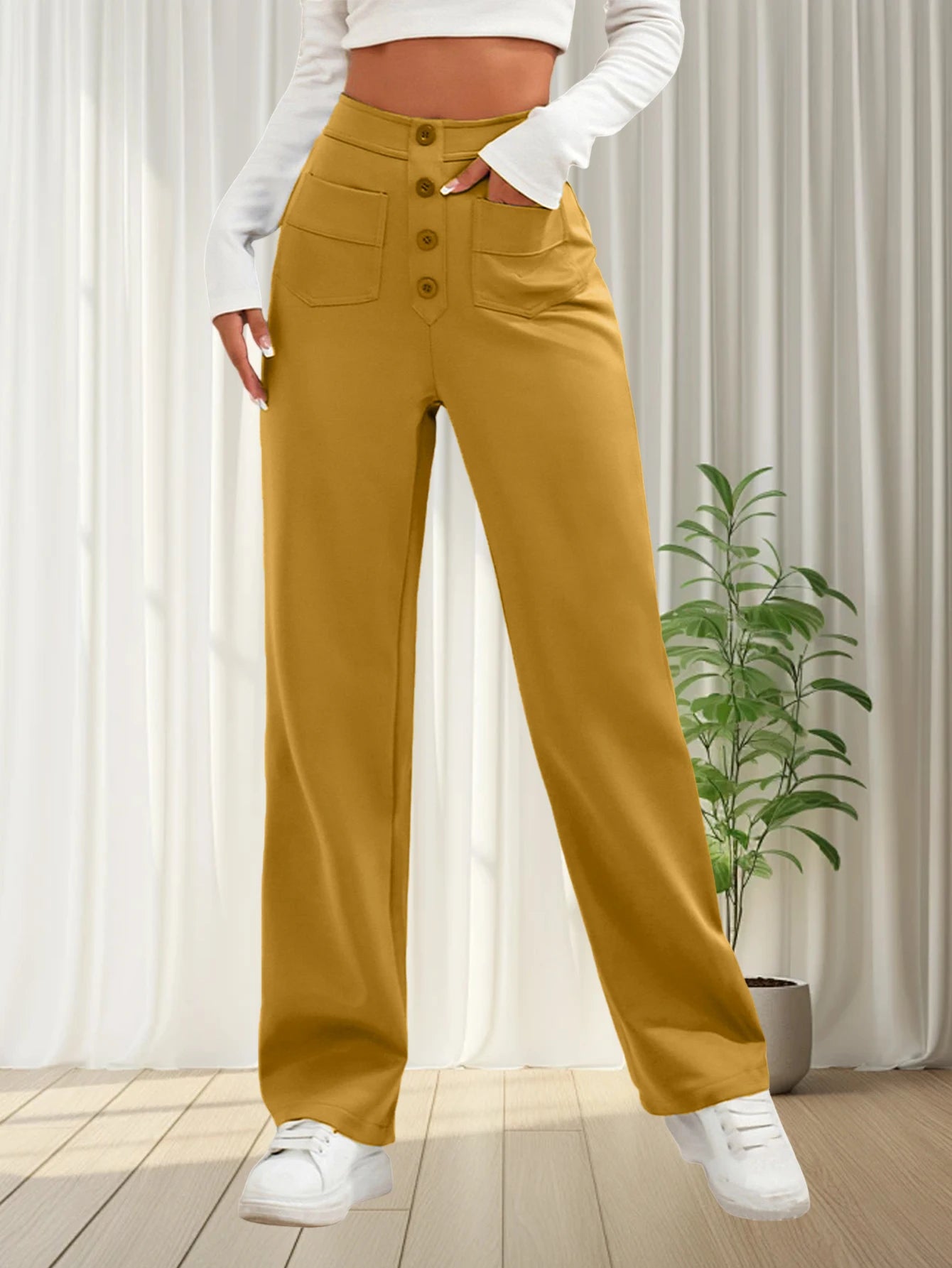 Women Sweatpants 2024 High-Waisted Multi-Pocket Cargo Pants Elegant Full-Length Casual Pants