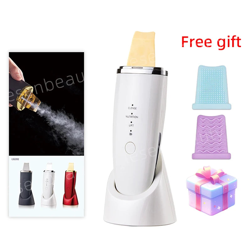 New Ultrasonic Skin Scrubber Vibration Face Spatula Blackhead Remover Shovel Clean Cavitation Peeling Facial Lifting EMS Machine Halalzen