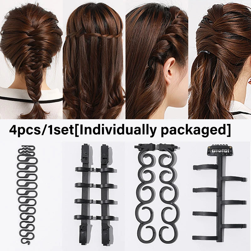 DIY Hair Braiding Tool Fishbone Braid Maker Set Simple Lazy Braider For Women All Hair Types Ponytail Bow-Shaped Styling Access Halalzen