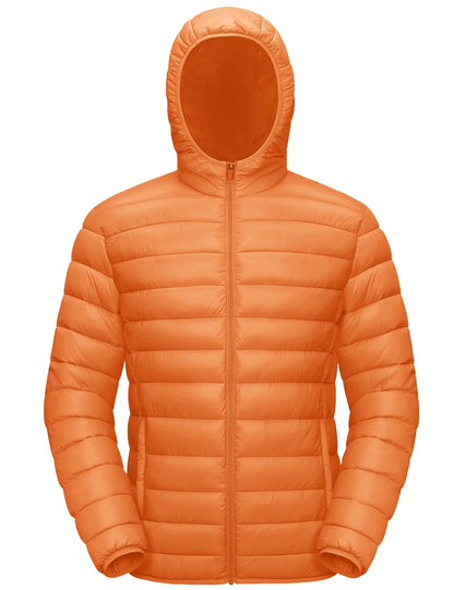 Men’s Winter Insulated Lightweight Puffer Hooded Windbreaker Quilted Coat Water-Resistant Full Zip Bubble Jackets Hiking Coat