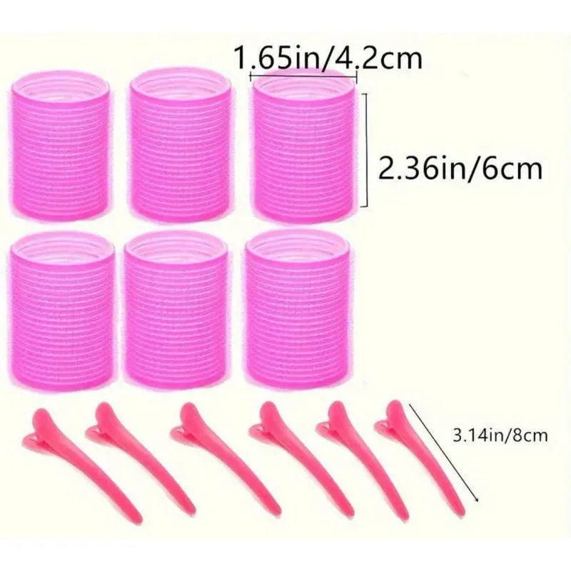 Heatless Hair Styling Kit Self-Grip Rollers with 12Pcs /18Pcs Hair Rollers and 12pcs Clips for DIY Hair Styling Easy To Use