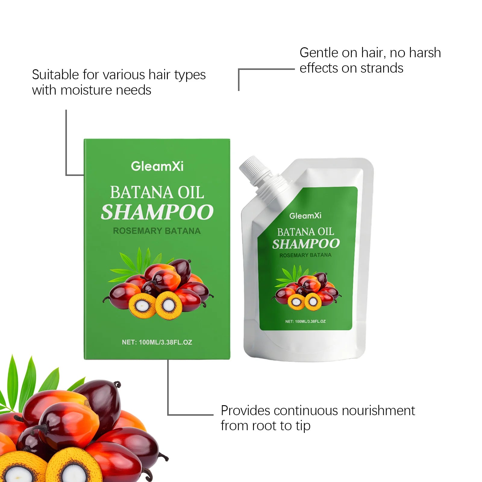 Batana Oil Shampoo - Nourishing Scalp, Smooth and Voluminous Hair, Daily Gentle Shampoo with Lasting Fragrance