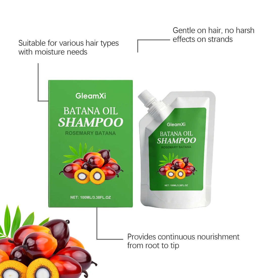 Batana Oil Shampoo - Nourishing Scalp, Smooth and Voluminous Hair, Daily Gentle Shampoo with Lasting Fragrance