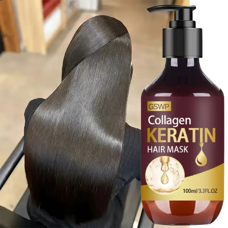 GSWP Collagen Keratin Hair Mask,for dry and damaged hair. moisturizes, controls frizz, leaves hair smooth and shiny. gift.100ml Halalzen
