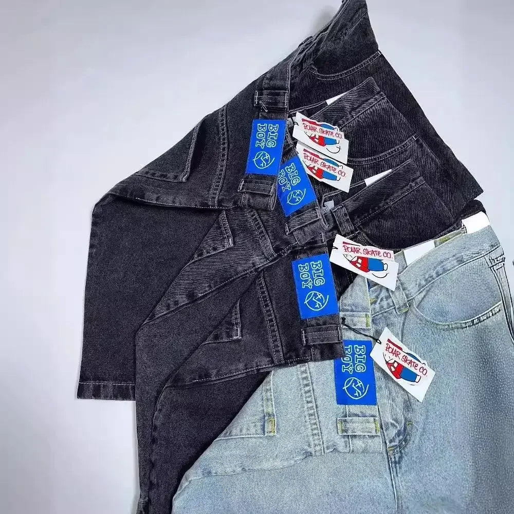 Y2k big boy jeans hip hop cartoon embroidery graphic loose baggy jeans harajuku streetwear high waisted vintage wide leg pants