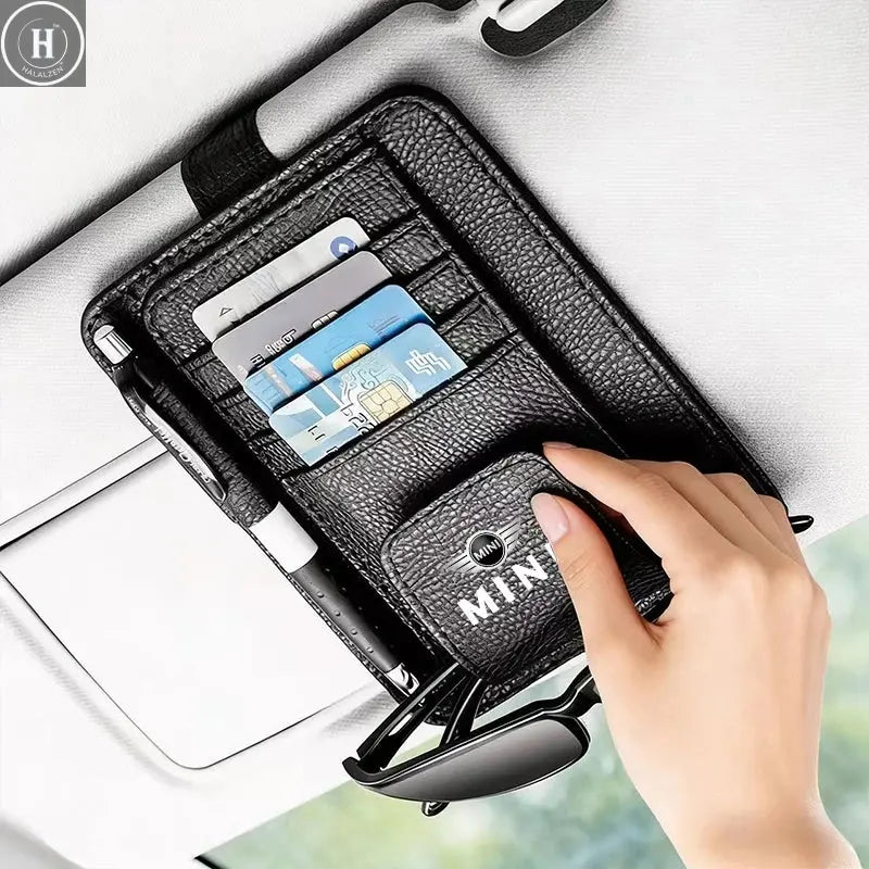 Car Sun Visor Glasses Storage Bag Card Ticket Holder Multi-pocket For Mini Cooper JCW Works R56 R50 F54 F55 F56 F57 F60 R52 R53 HALALZEN