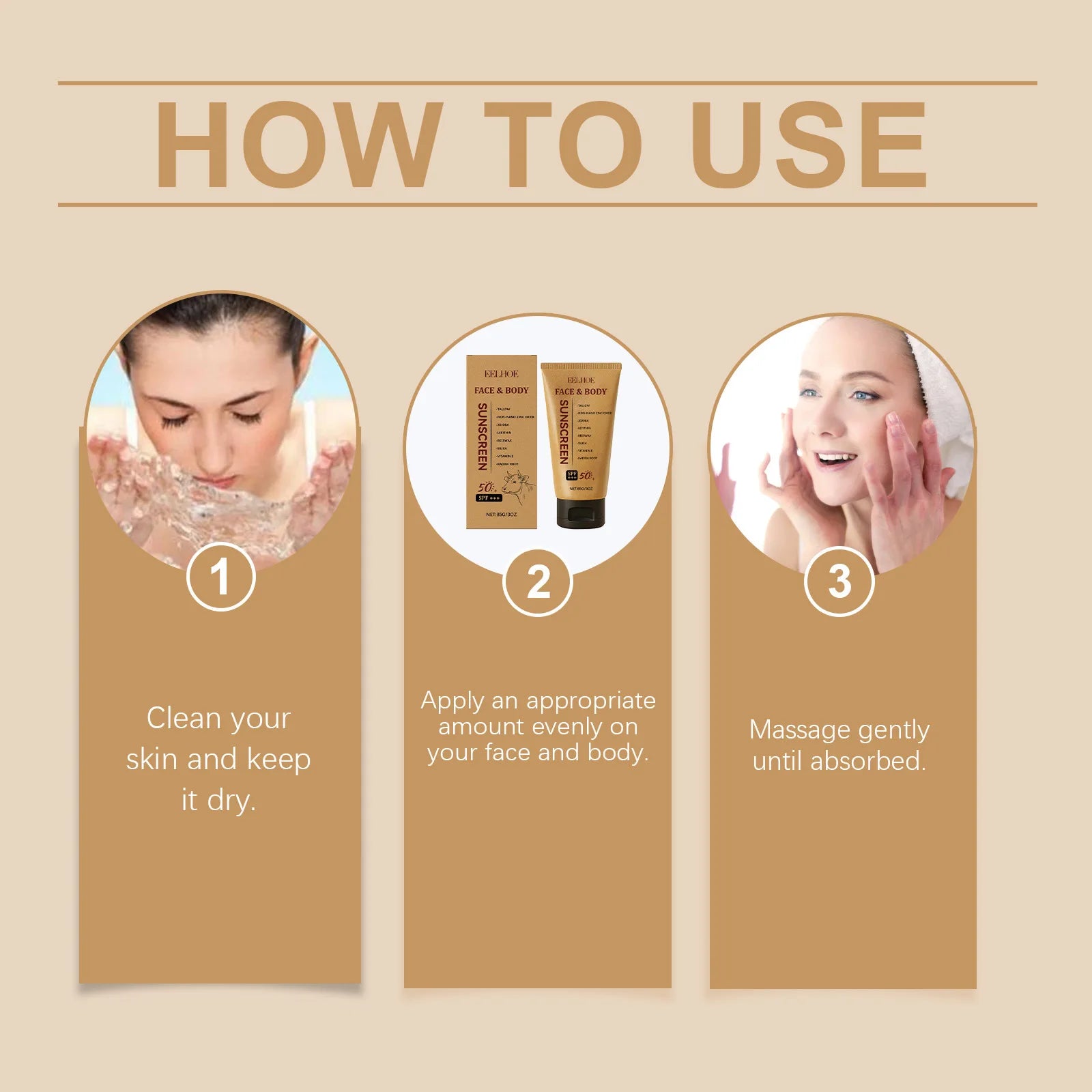 Eelhoe Tallow Body Repairing Sunscreen Oil Control Lasting Waterproof Full Coverage Keep Refresh For Oily Skin Sunscreen Lotions