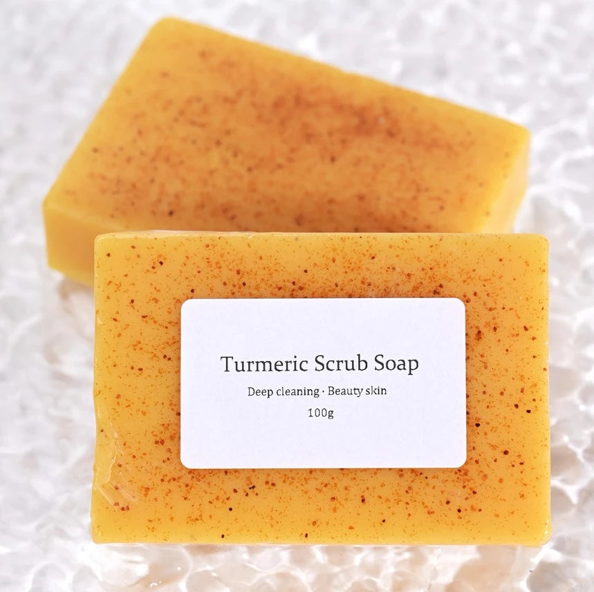 Natural Turmeric Kojic Scrub Soap Cleansing Bath Soap Oil Control & Whitening Kojic Turmeric Soaps for Face,Bath, Body Halalzen
