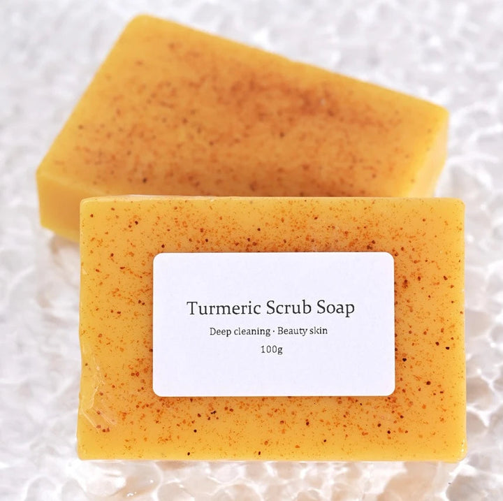 Natural Turmeric Kojic Scrub Soap Cleansing Bath Soap Oil Control & Whitening Kojic Turmeric Soaps for Face,Bath, Body Halalzen