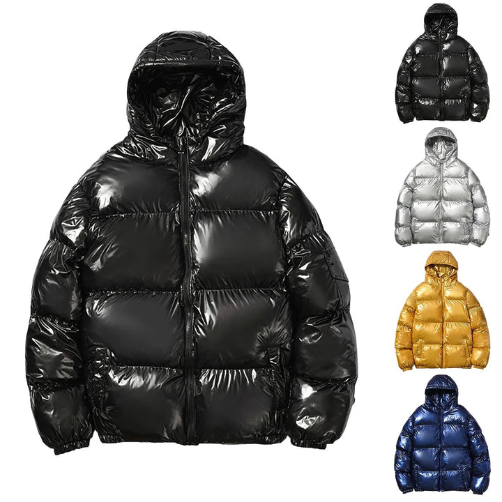 Outdoor Thickened Cotton Down Coats For Men Streetwear Glossy Hooded Warm Bread Down Jacket Casual Cotton Puffer Outwears Halalzen UK
