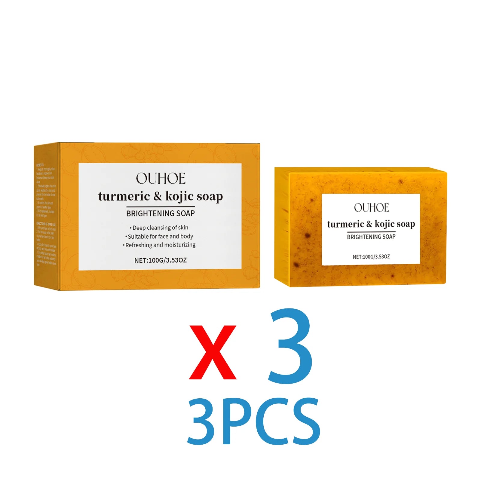 Lemon Turmeric Soap Brightening Face and Body Bar Gentle Cleanser Glowing Moisturizing Non Irritating for Sensitive Skin 100g Halalzen