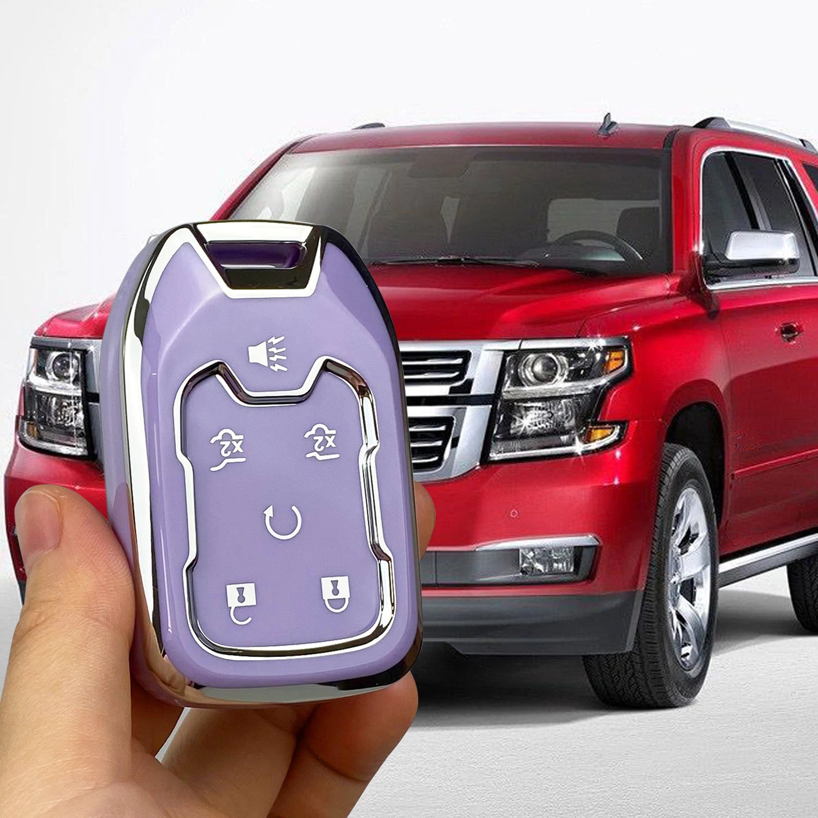 key fob cover case Compatible with Chevy Chevrolet Silverado Suburban Tahoe GMC Yukon/Yukon XL Terrain Acadia shell keychain