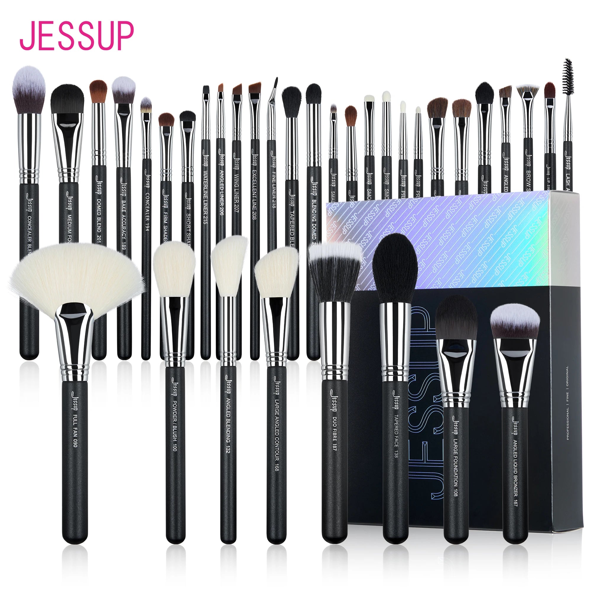 Jessup Makeup Brushes Set Professional 35pcs Premium Synthetic Labeled Make up Brush for Foundation Eyeshadow Concealer Contour