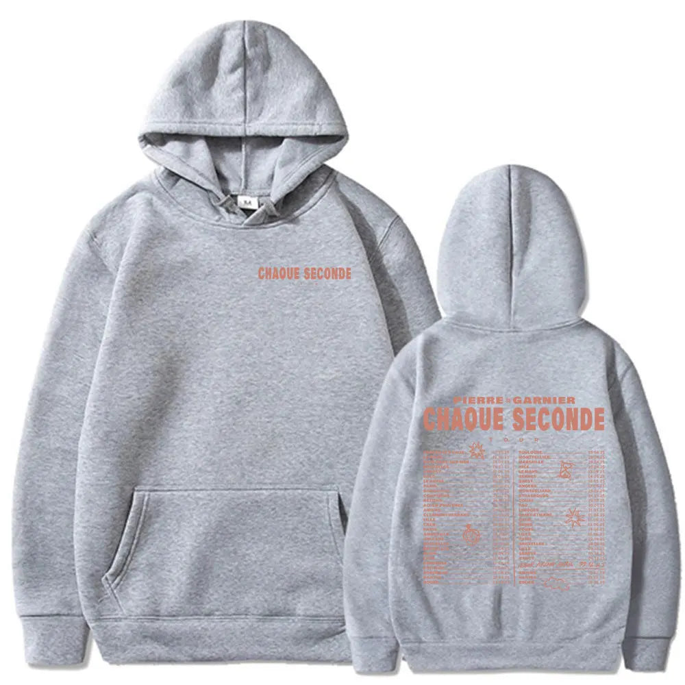Pierre Garnier Chaque Seconde Tour 2025 Merch Hoodies Hip Hop Fashion Hooded Sweatshirts Men's Women Clothing Oversized Pullover