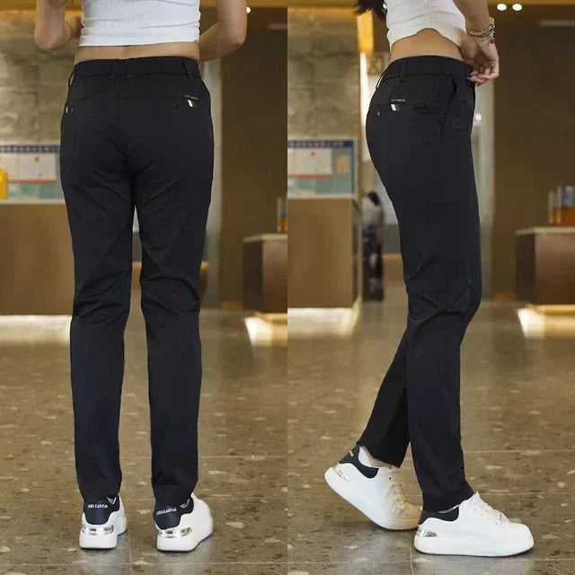 Ice Silk Men's Golf Men's Midweight Casual Pants Sports Pants Simple Design Khaki Black Slim Straight Leg Stretch Casual Trouse