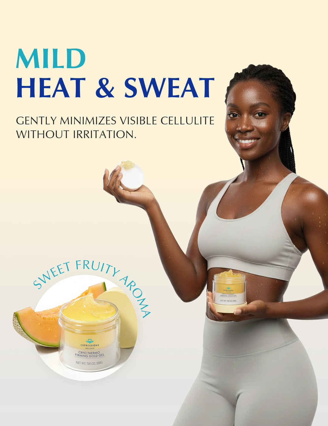 Skin Tightening Anti-Cellulite Body Cream – Golden Hot Gel for Belly, Waist, Thigh & Butt Firming Slimming Massage Cream