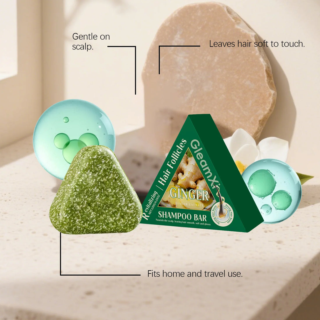 Gleamxi Ginger Shampoo Bar Anti Hair Loss Solid Soap Revitalize Hair Follicle Scalp Nourish Strengthen Hair Roots Shampoo Soap