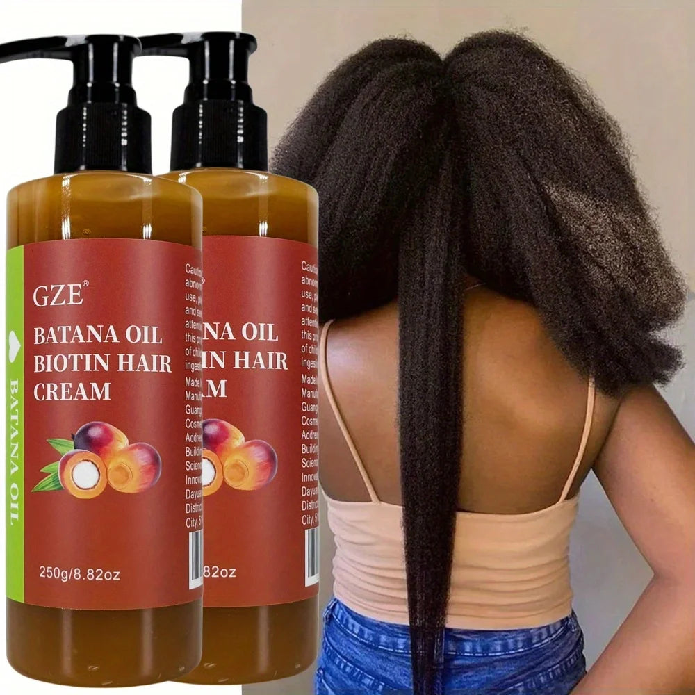 2 Pack GZE Batana Oil Biotin Hair Cream Strong Hair Anti-Breakage Repair Split Ends Silky For Dry Hair Halalzen