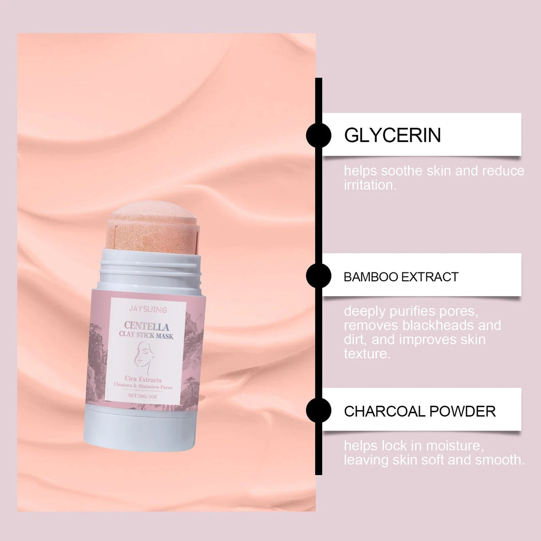 Centella Asiatica Mud Stick Mask Deep Cleansing Pore Minimizer Blackhead Removal Brightening Hydrating Soothing Facial Care Mask Halalzen