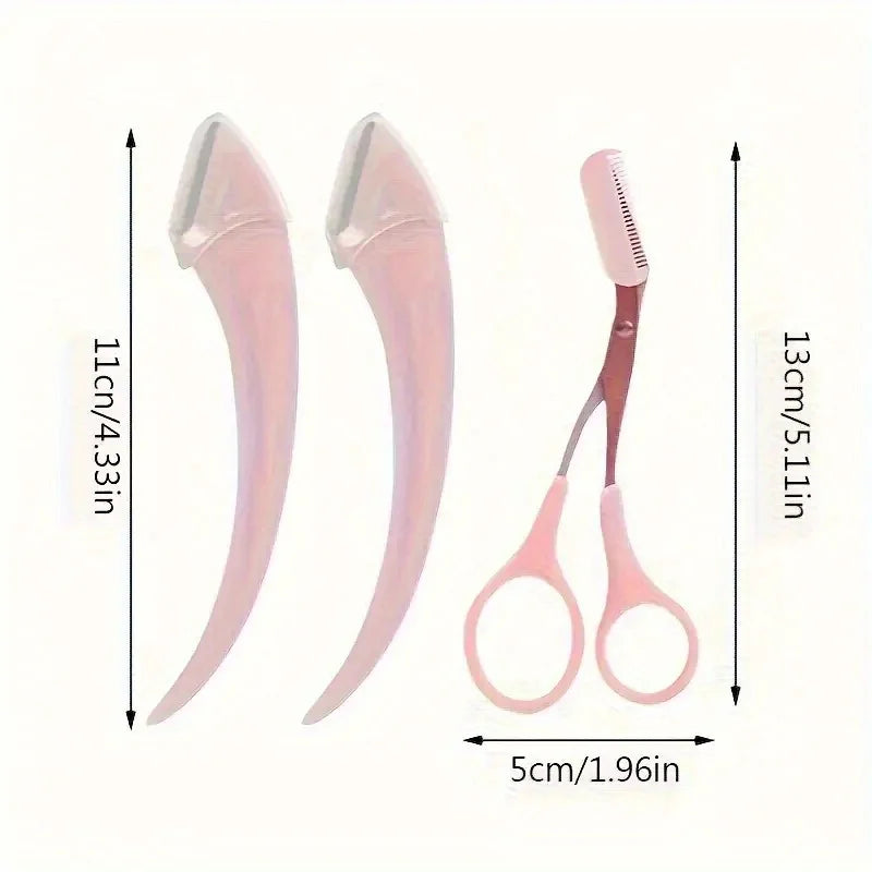 3-Piece Eyebrow Trimmer Set, Precision Trimming Scissors, Curved Eyebrow Trimmer And Comb - For On-The-Go Eyebrow Grooming Halalzen