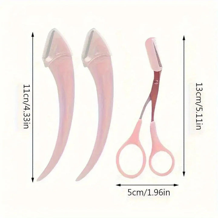 3-Piece Eyebrow Trimmer Set, Precision Trimming Scissors, Curved Eyebrow Trimmer And Comb - For On-The-Go Eyebrow Grooming Halalzen