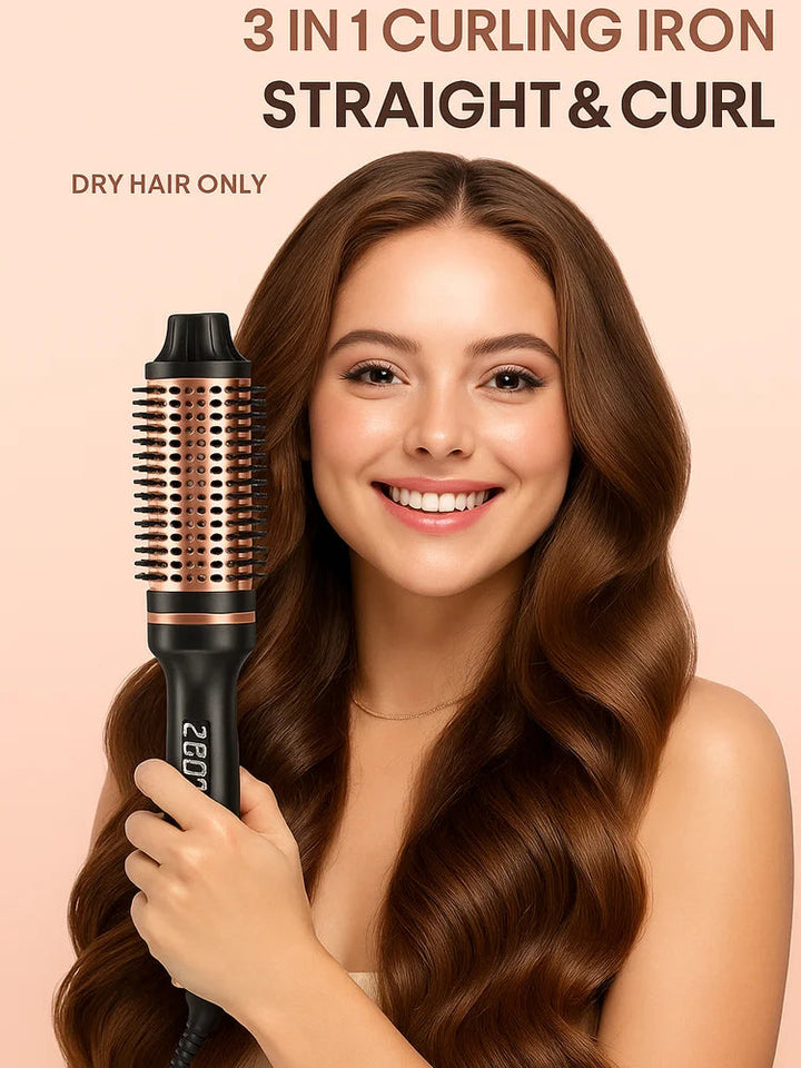 Thermal Brush Styling Comb Electric Fast Heating Anti Scald 3 in 1 Straightener Heated Brush Professional Hair Styling Brush Halalzen