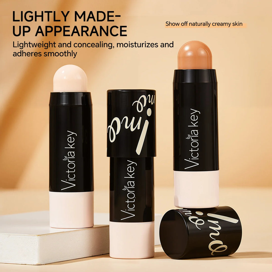 2-in-1 Foundation & Concealer Stick, Waterproof Long Wear, Full Cover, Hide Blemishes, Smooth Base Makeup