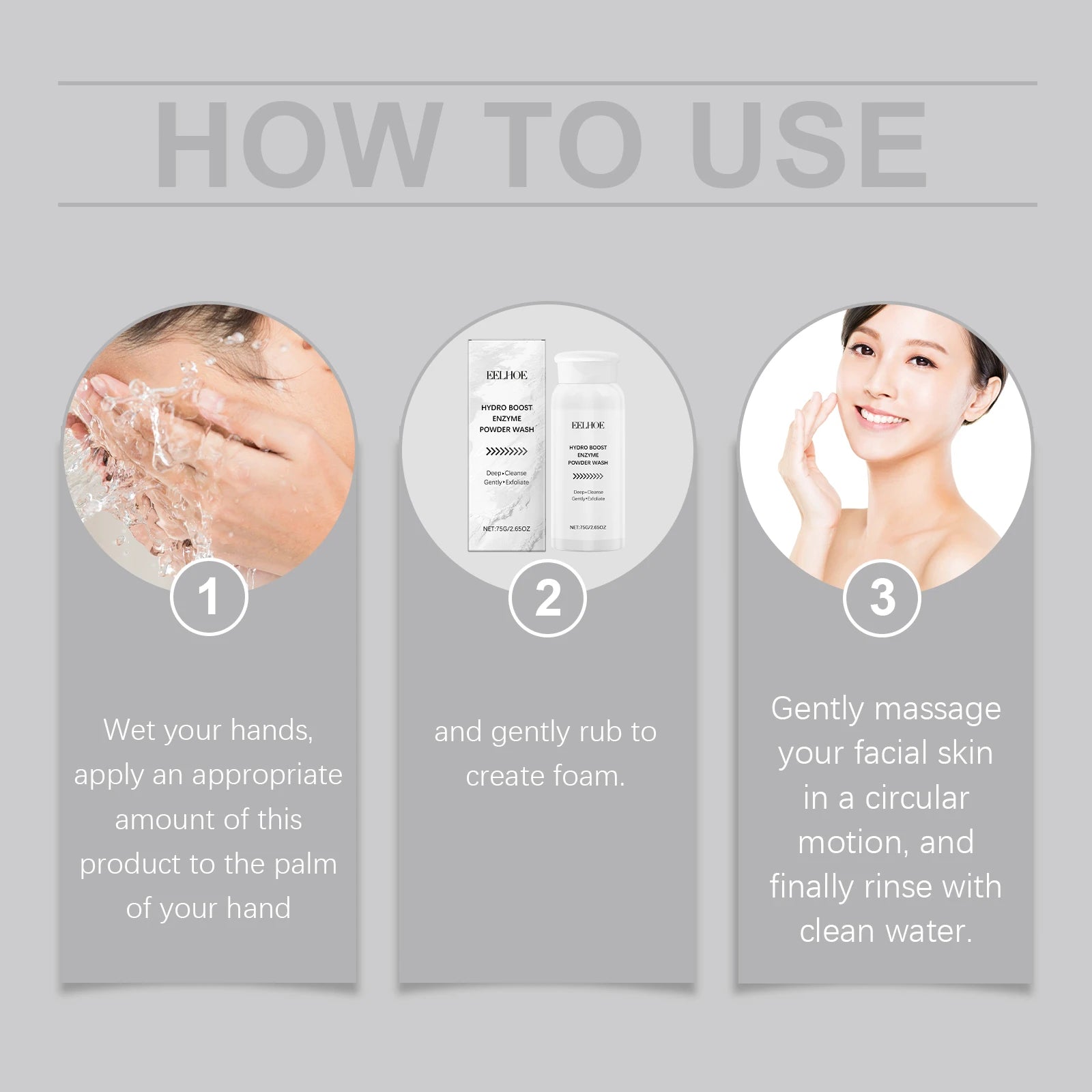 Enzyme Face Wash Powder 75g Gentle Exfoliating Cleanser for Sensitive Skin Removes Dirt Brightens Skin Travel Friendly Formula Halalzen