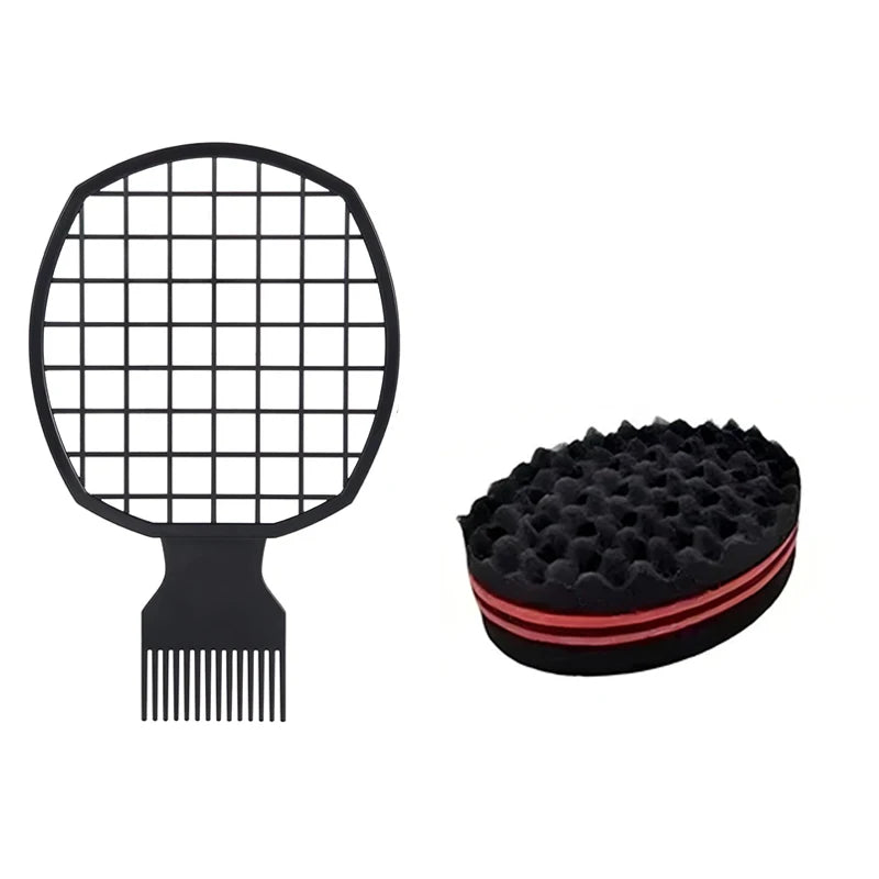 Afro Curly Hair Sponge Brush Twist Hair Comb Glove Set Barbershop Curling Net Comb Salon Hairdressers Wave Hair Style Tools Halalzen