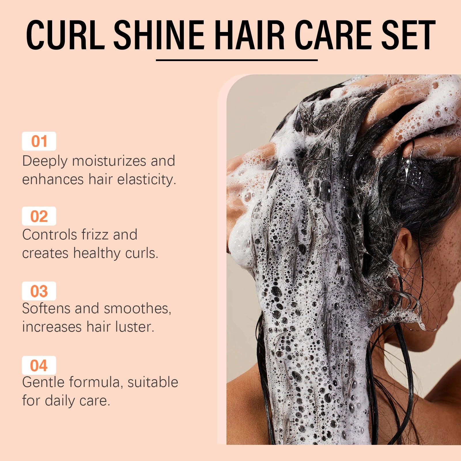 Coconut Shampoo and Conditioner Set - Hydrating Hair Care for Curly Hair | Oil Control Frizz Removal Scalp Cleansing Smoothing Halalzen