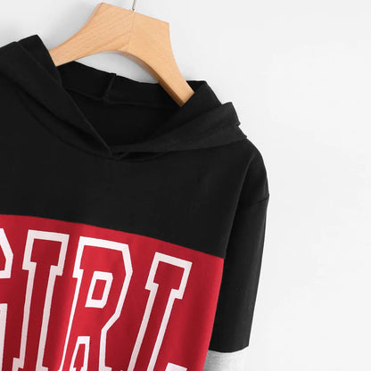Women Sexy Cropped Hoodies Long Sleeve Letter Printed Drawstring Hooded Pullover Tops Girls Basic Crop Tops Y2k Clothes Women