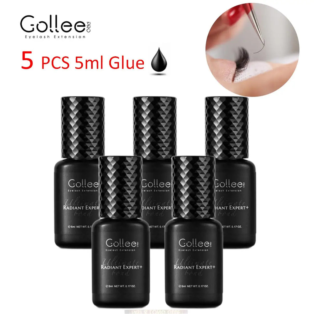 5Pcs Gollee 5ml Eyelashes Adhesive Glue Lash Bonder 15ml Low Odor False Eyelash Glue Waterproof Eye Lash Cosmetic Tools Makeup