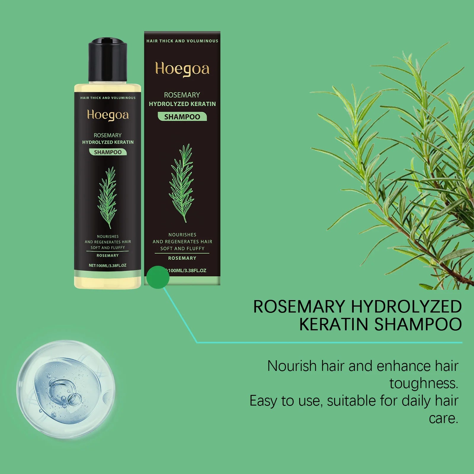 Rosemary Shampoo,Hair Growth Deep Clean Scalp,Anti Dandruff Oil Control Strengthen Root Nourish Volumizing Thickening Hair Care