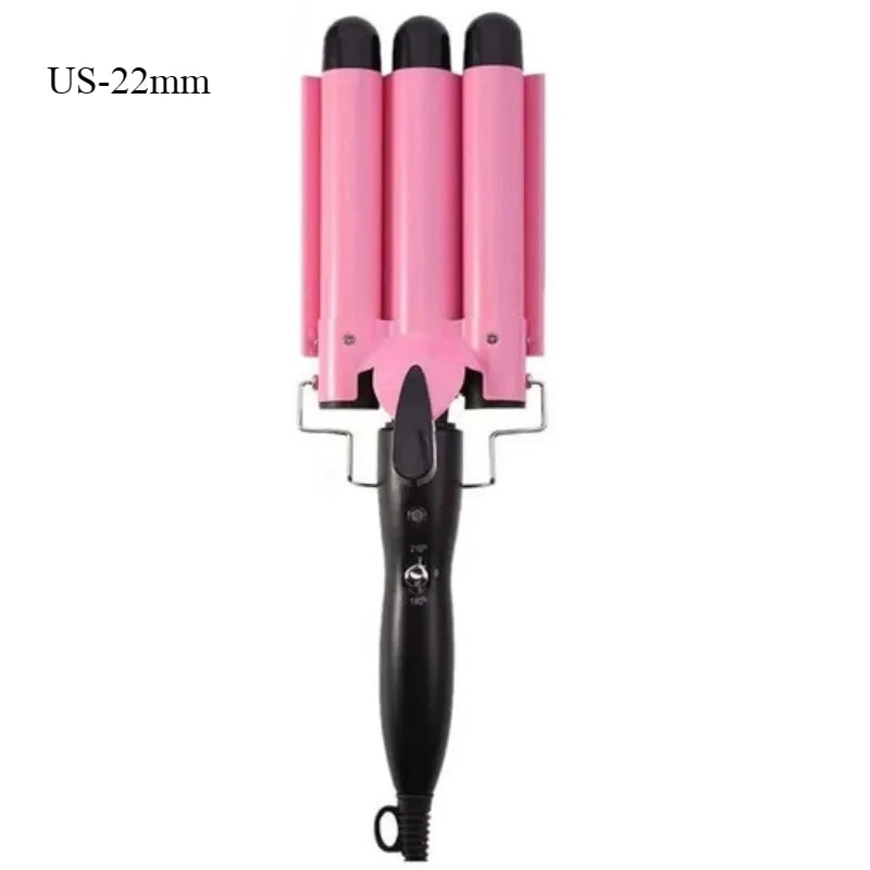 Professional Triple Barrel Hair Curler Ceramic Tourmaline Technology Fast Heating Anti Scalding Hair Styler Long Lasting Waves Halalzen