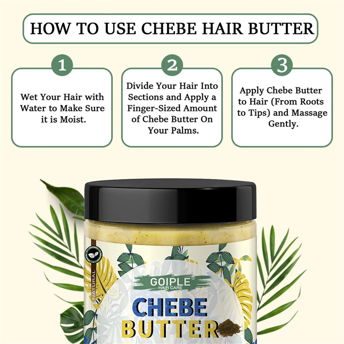 GOIPLE 250g CHEBE Butter for Men & Women Dry, Damaged,Frizzy Hair Moisturizing & Nourishing Cream,Natural Chebe Hair Growth Mask