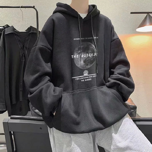 Goth Moon Graphic Print Y2K Hoodies Men Hip Hop Fashion Pullovers Hoody Autumn Streetwear Fleece Baggy Hooded Sweatshirts