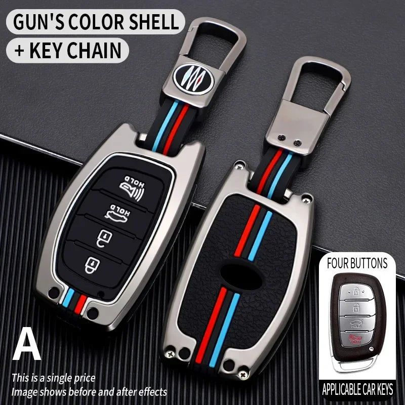 Zinc Alloy + Silicone Car Key Case Cover Fob Holder for Hyundai Tucson Santa Fe Rena Sonata Elantra Creta Ix35 Ix45 I10 I30 I40