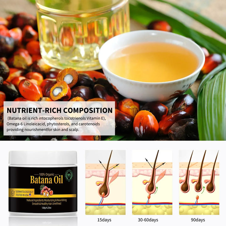 Batana Hair Oil Nourishes Scalp Moisturizes to Reduce Split Ends and Hair Loss Natural Botanical Hair Treatment Oil