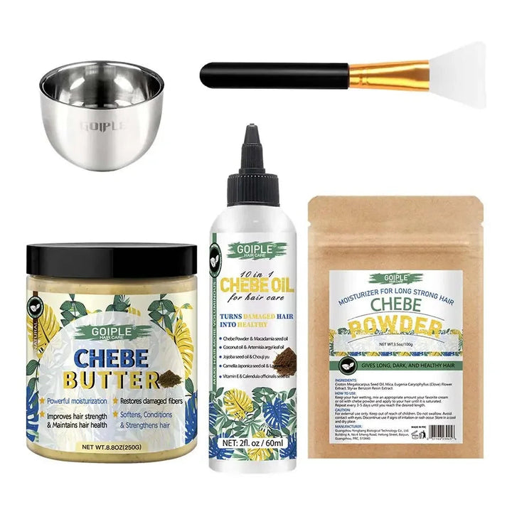 Chebe Hair Care Set with 250g Treatment Butter 60ml Moisturizing Oil 100g Nourishing Powder Dry Damaged Hair DIY Tools Products HALALZEN