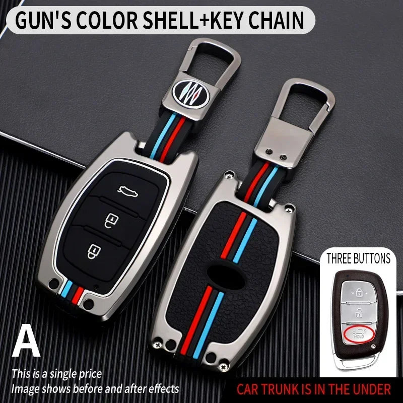 Zinc Alloy + Silicone Car Key Case Cover Fob Holder for Hyundai Tucson Santa Fe Rena Sonata Elantra Creta Ix35 Ix45 I10 I30 I40