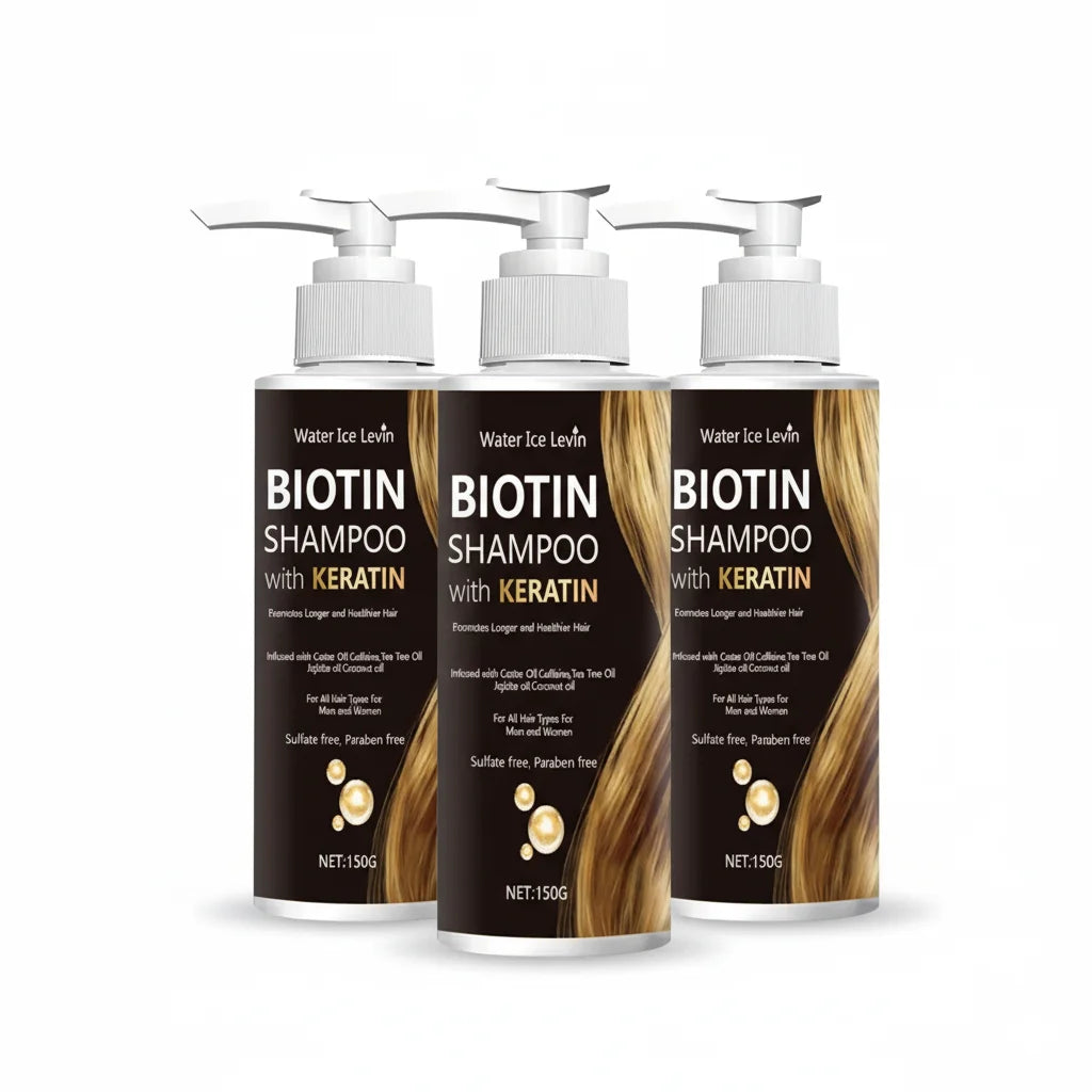 Water Ice Levin Biotin Keratin Shampoo – Strengthens Hair, Boosts Health Deep Moisture, Thorough Cleansing. All Hair Types. Halalzen